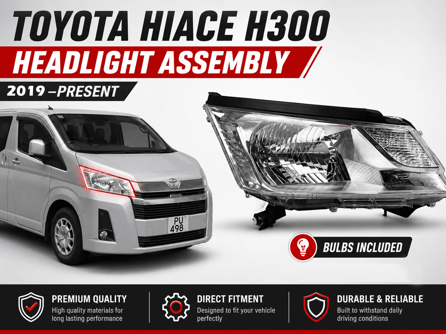 TOYOTA HIACE H300 2019-PRESENT HEAD LIGHT - RH